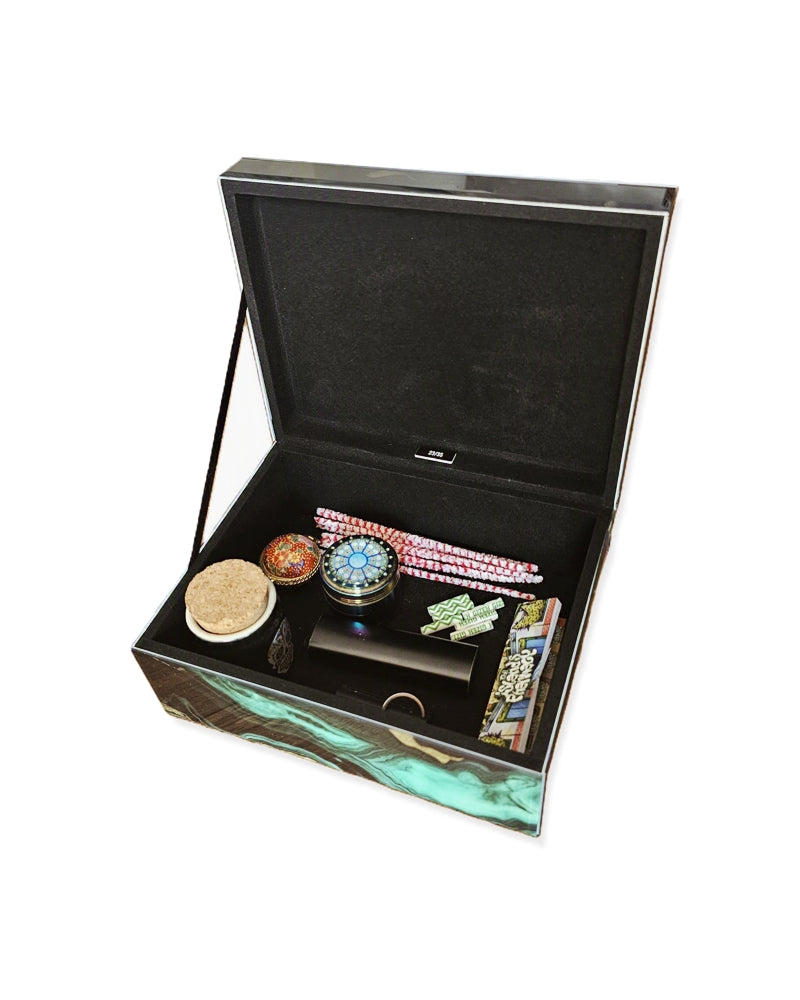 Designer Glass Box Casket Emerald Green