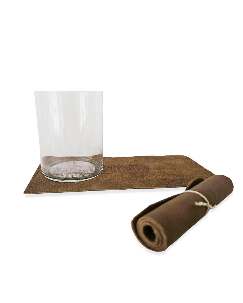 WHYNOT Untersetzer Leder Streifen Darkbrown